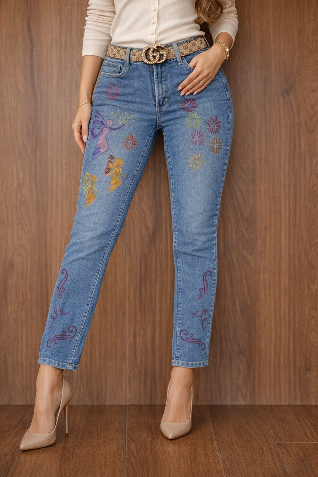 Ladies Painted Jeans