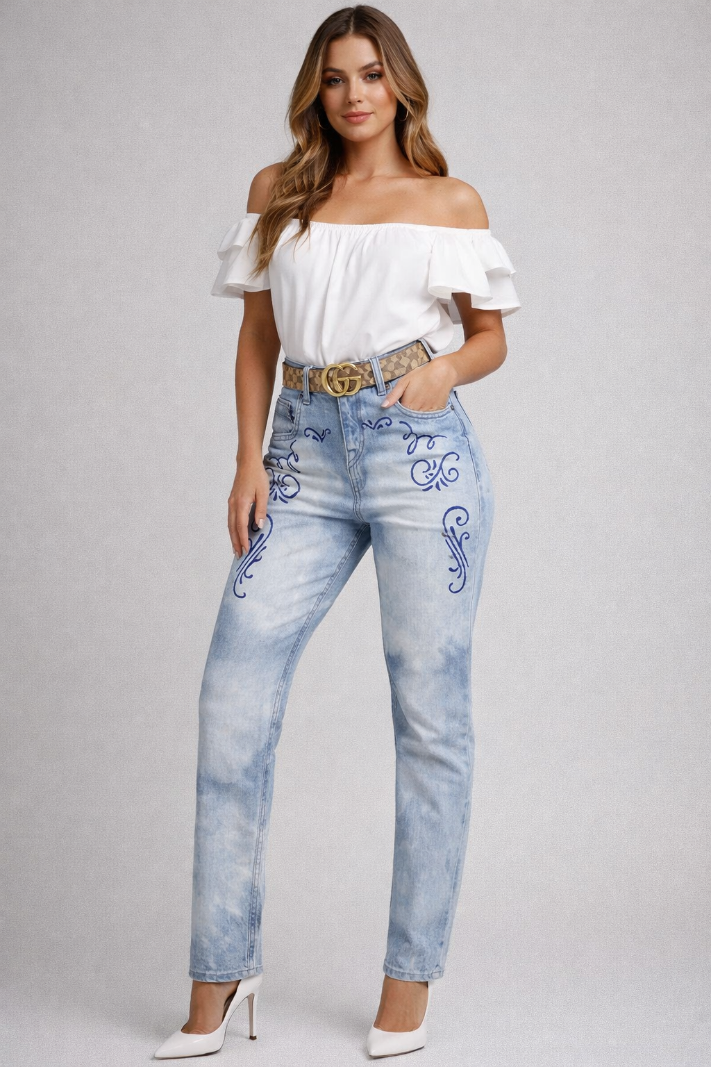 Ladies Bleached Jeans