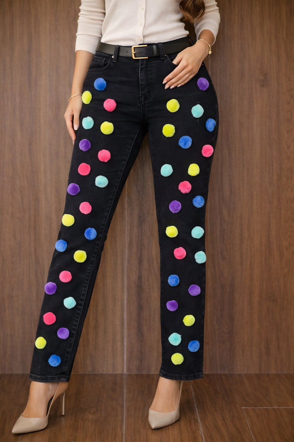 Ladies Pom-Pom Jeans