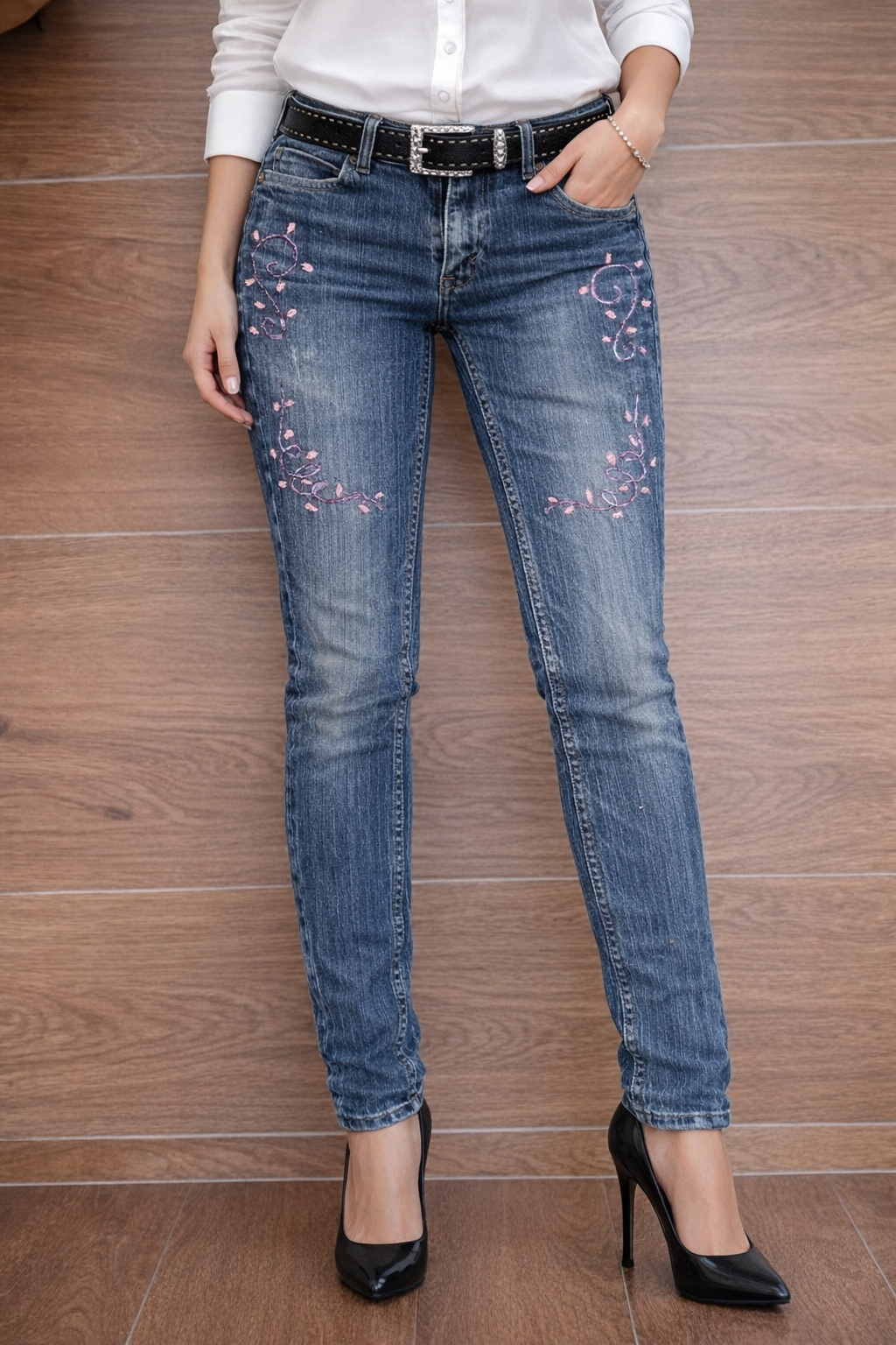 Ladies Flower Jeans