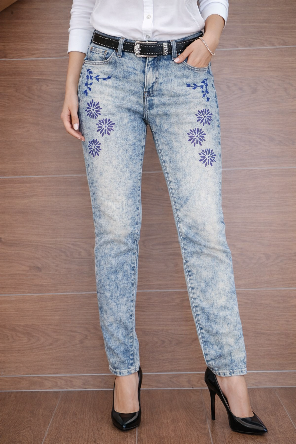 Ladies Flower Jeans