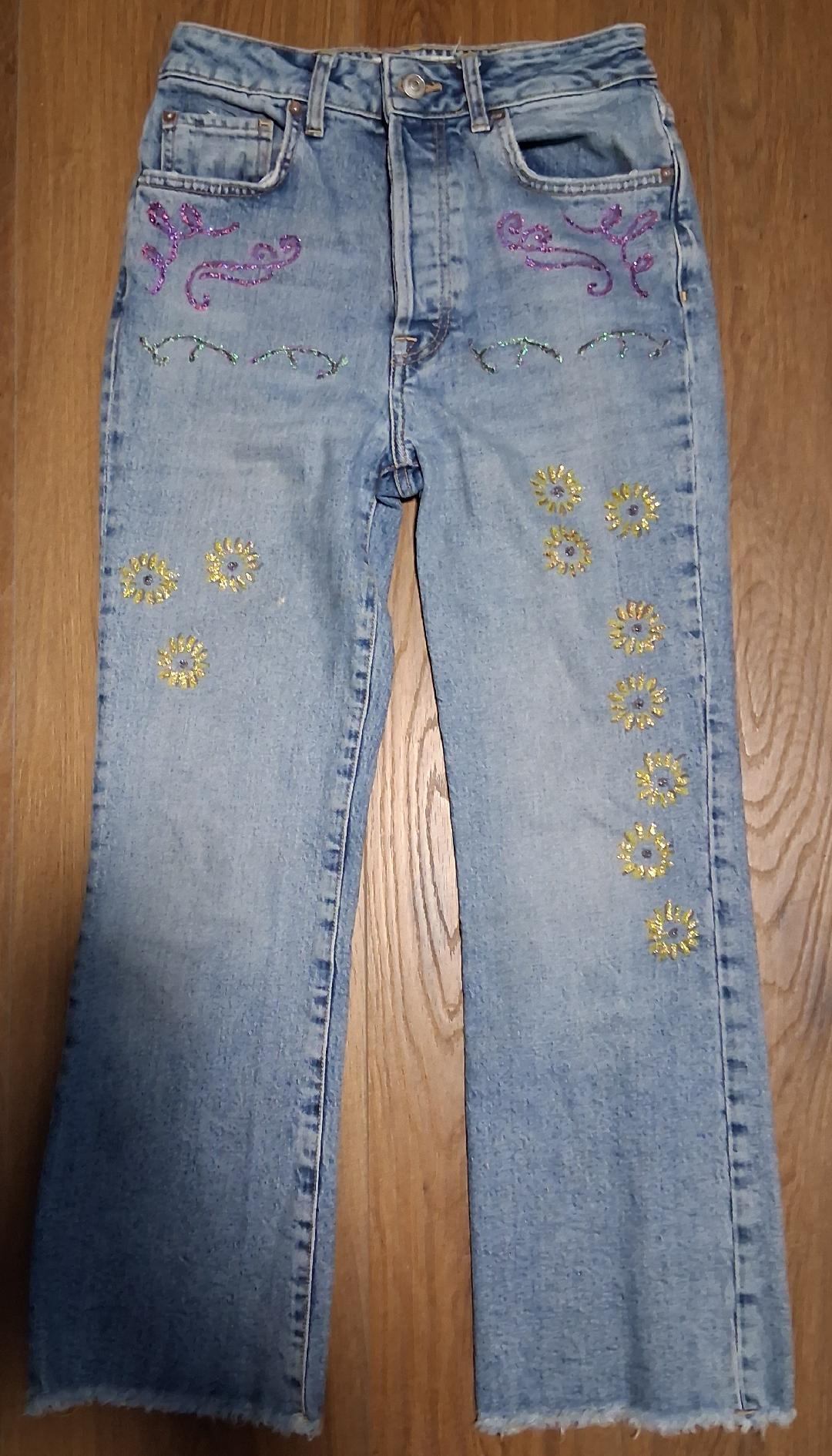 Ladies Flower Jeans