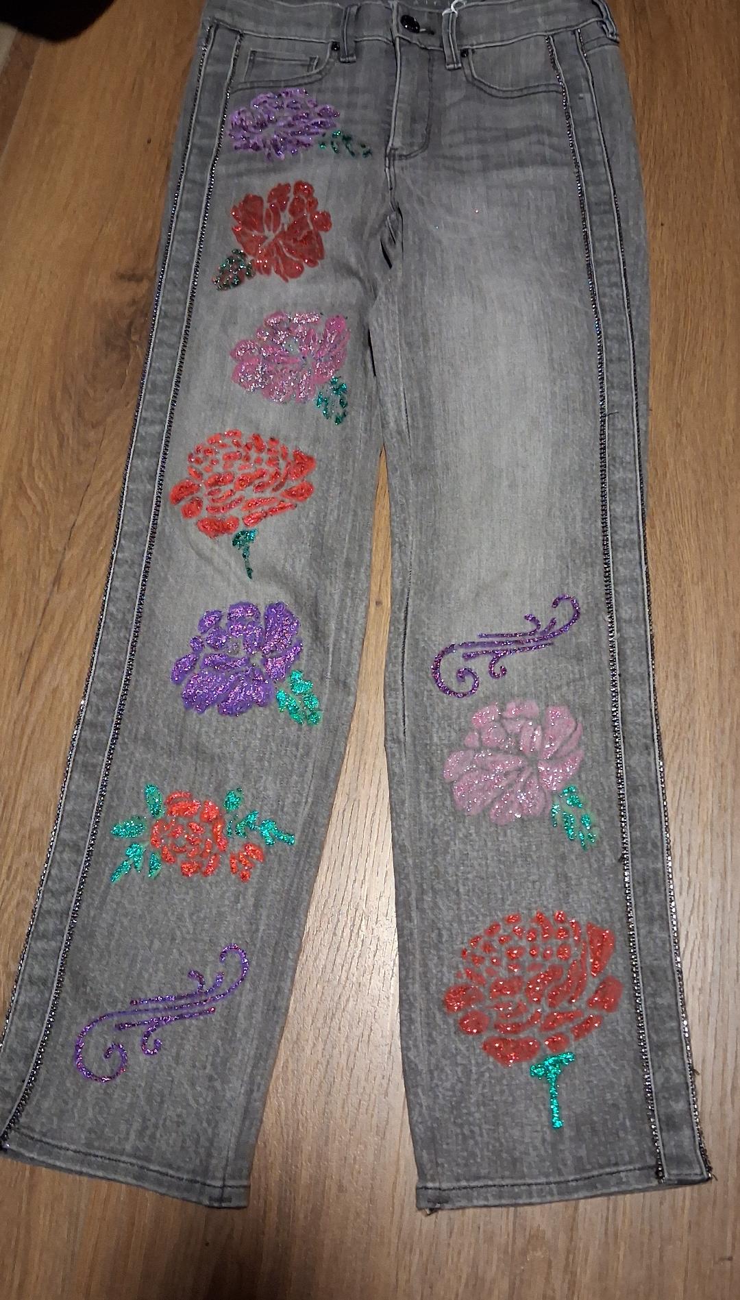 Ladies Flower Jeans