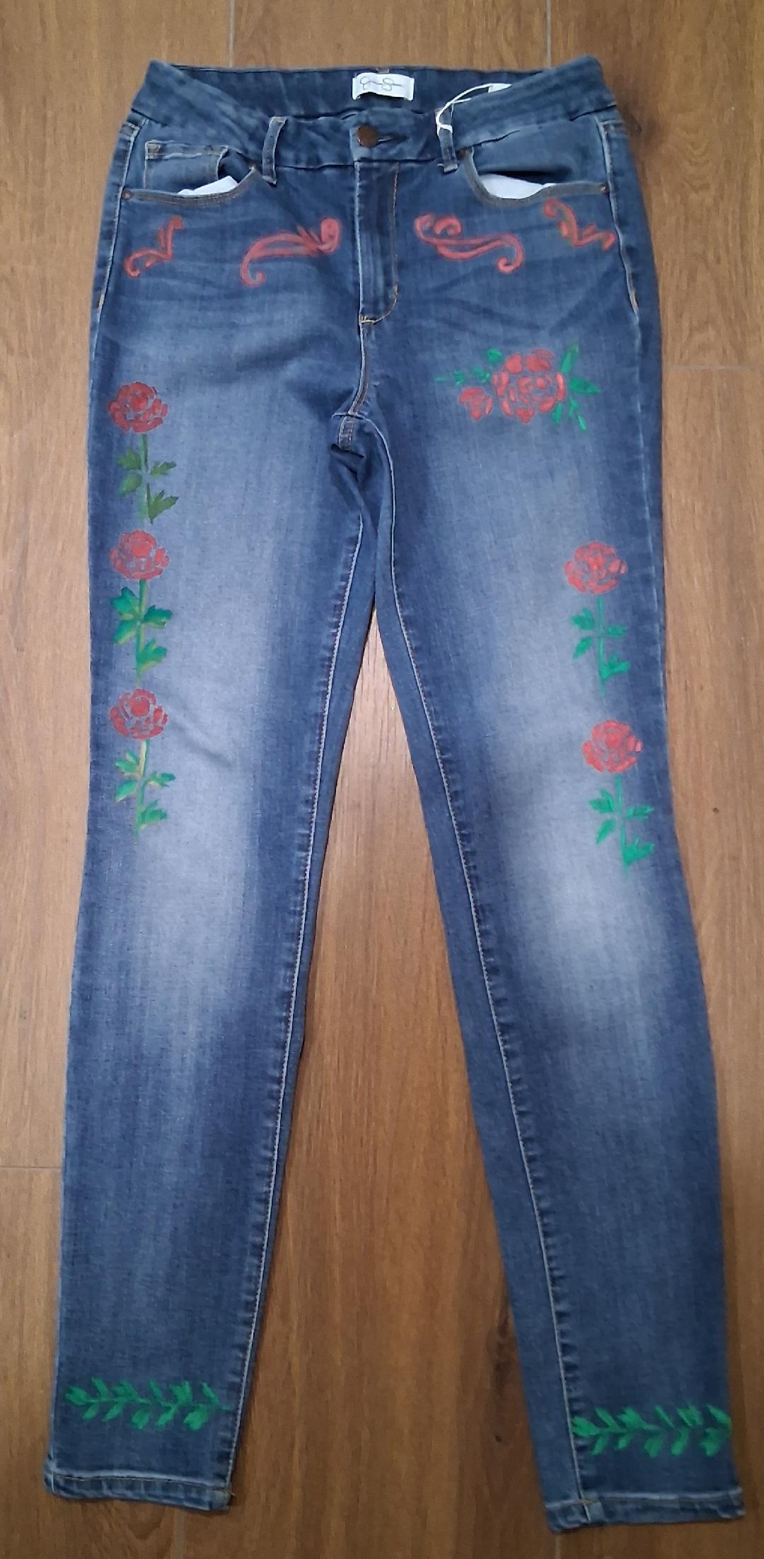 Ladies Flower Jeans