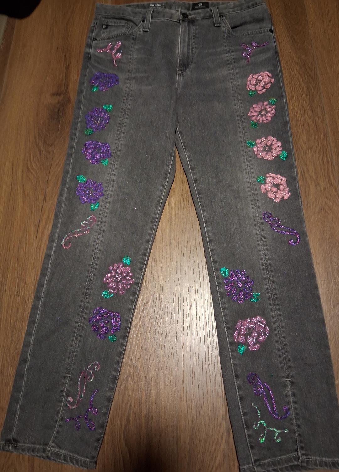 Ladies Flower Jeans